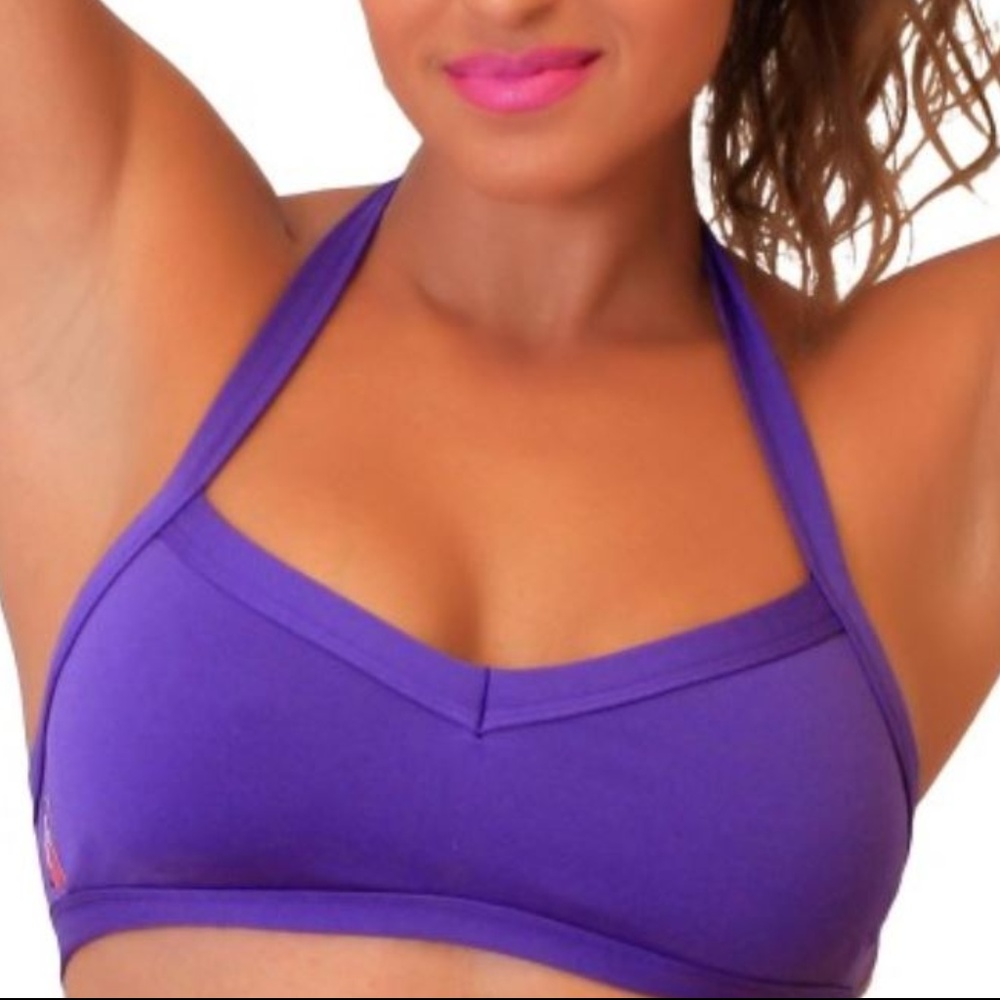 Purple V Front Bad Kitty Pole Fitness Sports Bra